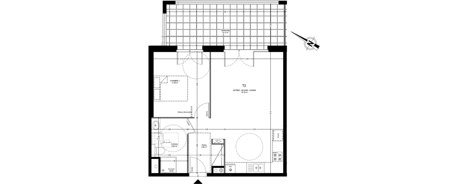 Appartement T2 de 47,63 m2 &agrave; Saint-Paul-L&egrave;s-Dax Centre