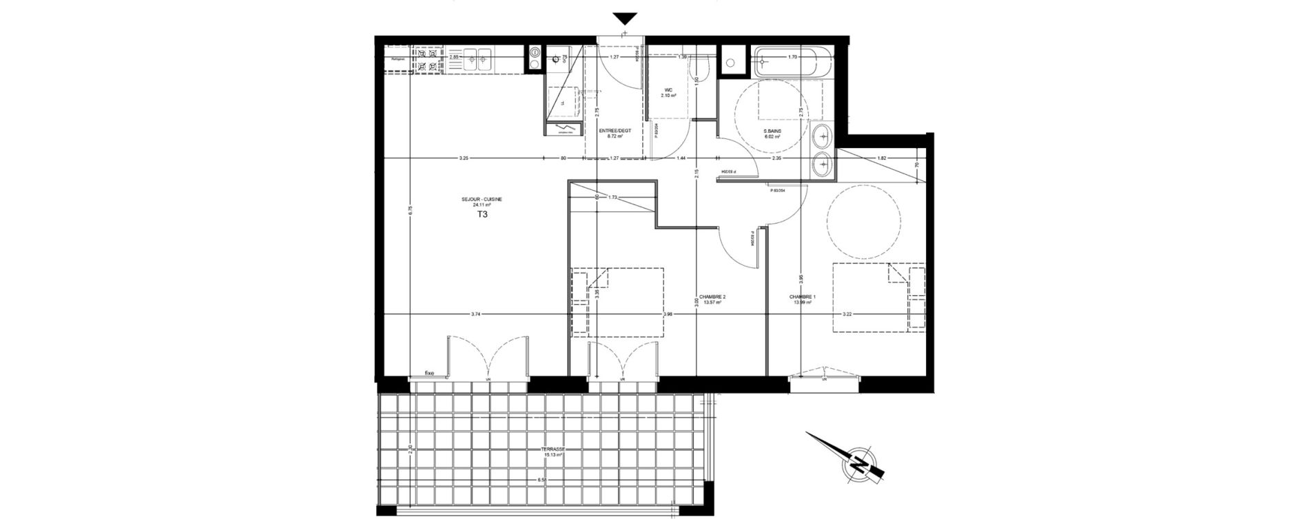 Appartement T3 de 68,51 m2 &agrave; Saint-Paul-L&egrave;s-Dax Centre