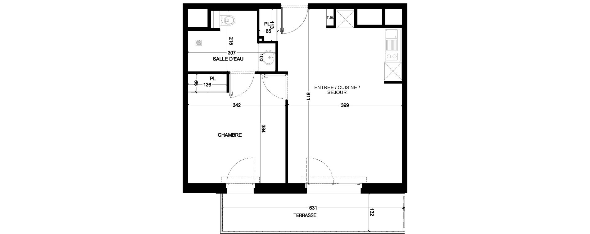 Appartement T2 de 42,95 m2 &agrave; Saint-Paul-L&egrave;s-Dax Centre