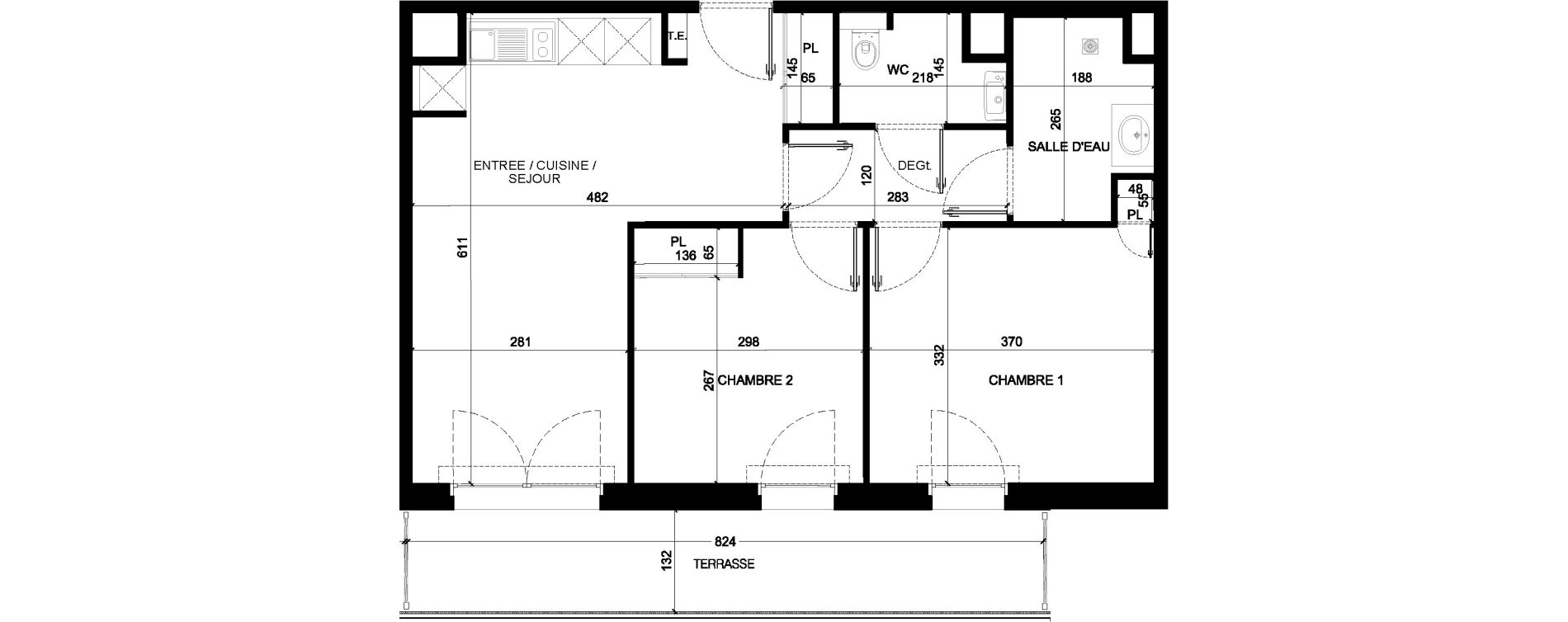Appartement T3 de 55,89 m2 &agrave; Saint-Paul-L&egrave;s-Dax Centre