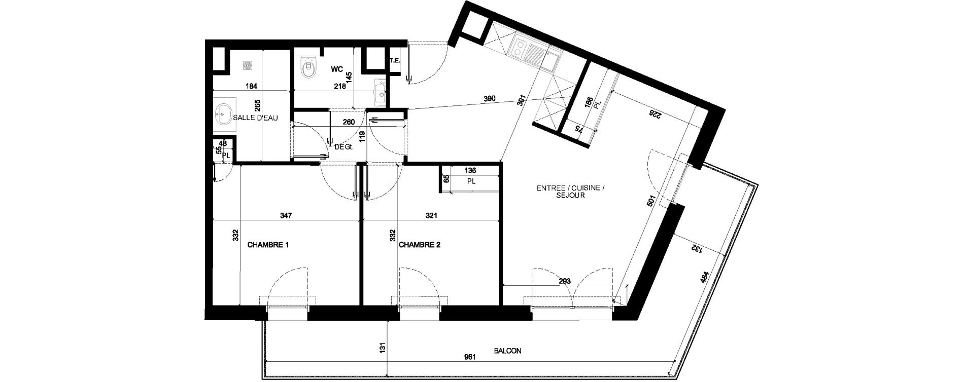 Appartement T3 de 62,05 m2 &agrave; Saint-Paul-L&egrave;s-Dax Centre