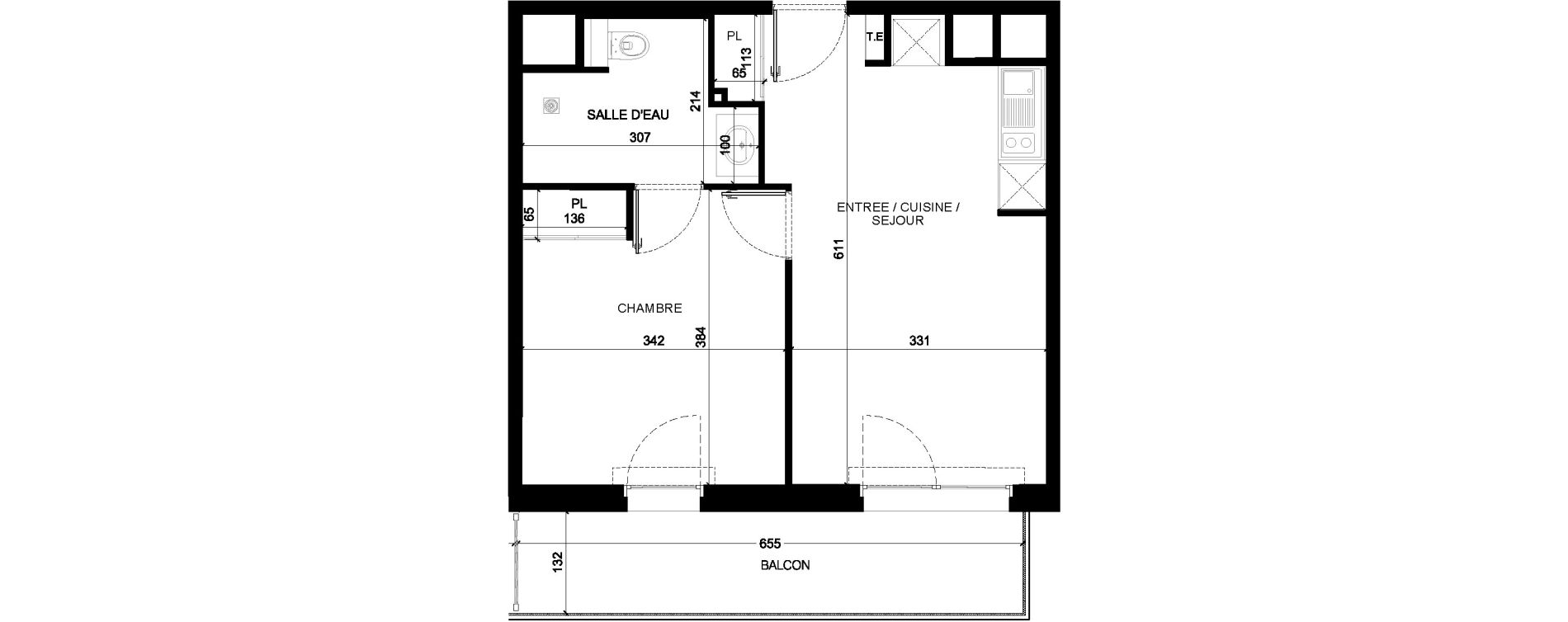 Appartement T2 de 39,01 m2 &agrave; Saint-Paul-L&egrave;s-Dax Centre