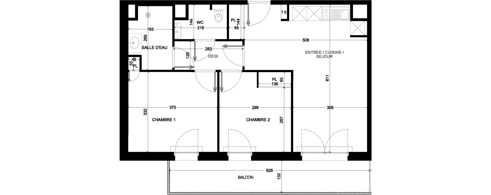 Appartement T3 de 57,54 m2 &agrave; Saint-Paul-L&egrave;s-Dax Centre