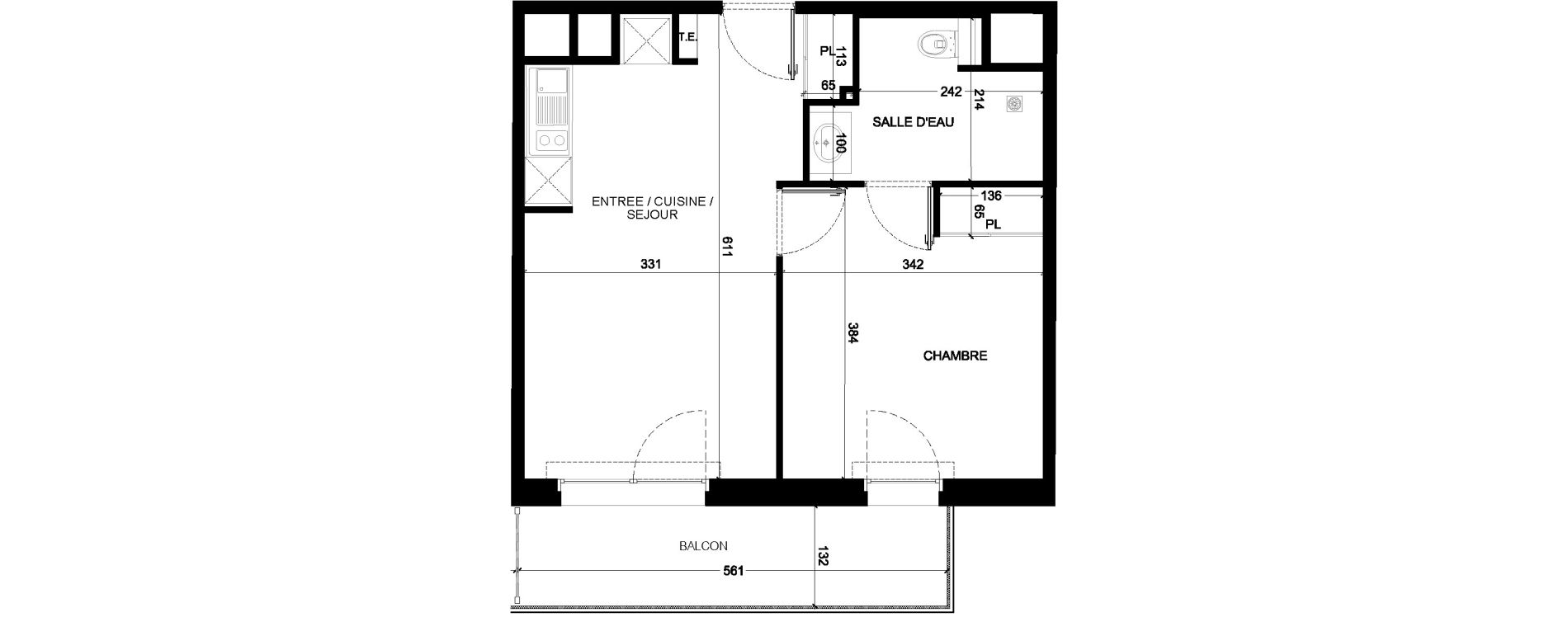 Appartement T2 de 39,01 m2 &agrave; Saint-Paul-L&egrave;s-Dax Centre