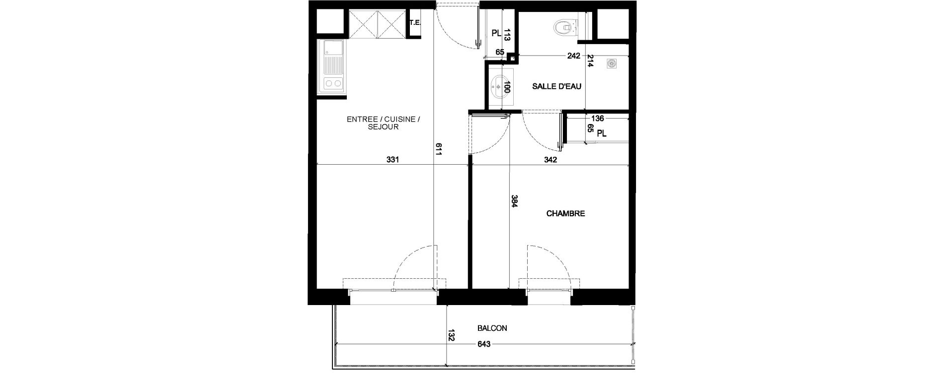 Appartement T2 de 39,45 m2 &agrave; Saint-Paul-L&egrave;s-Dax Centre