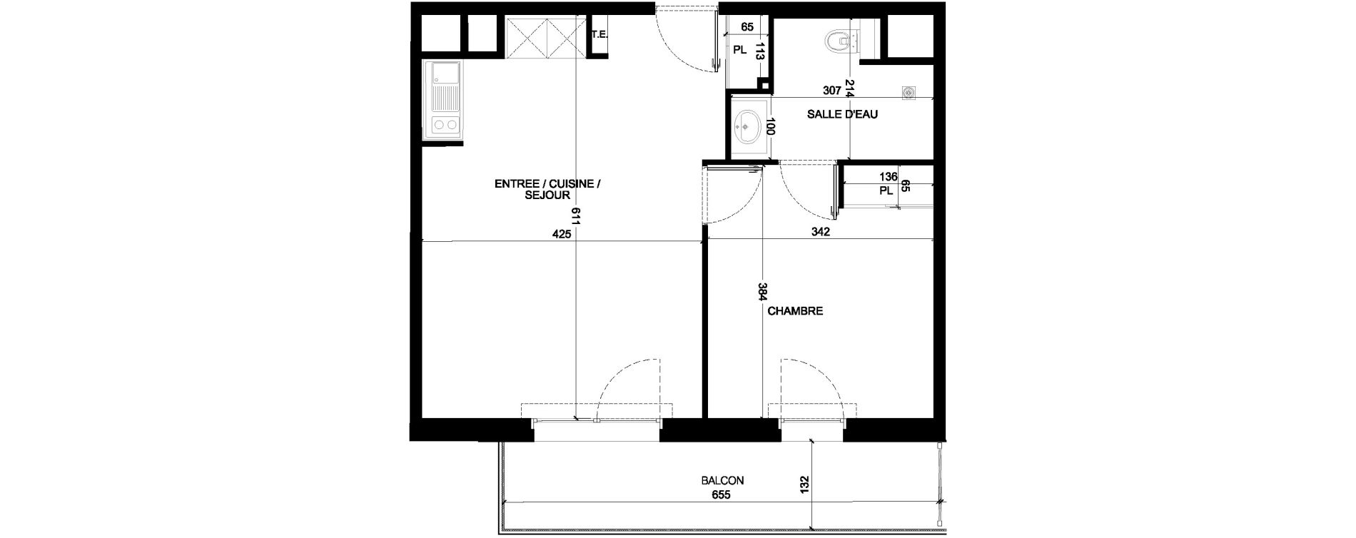 Appartement T2 de 44,77 m2 &agrave; Saint-Paul-L&egrave;s-Dax Centre