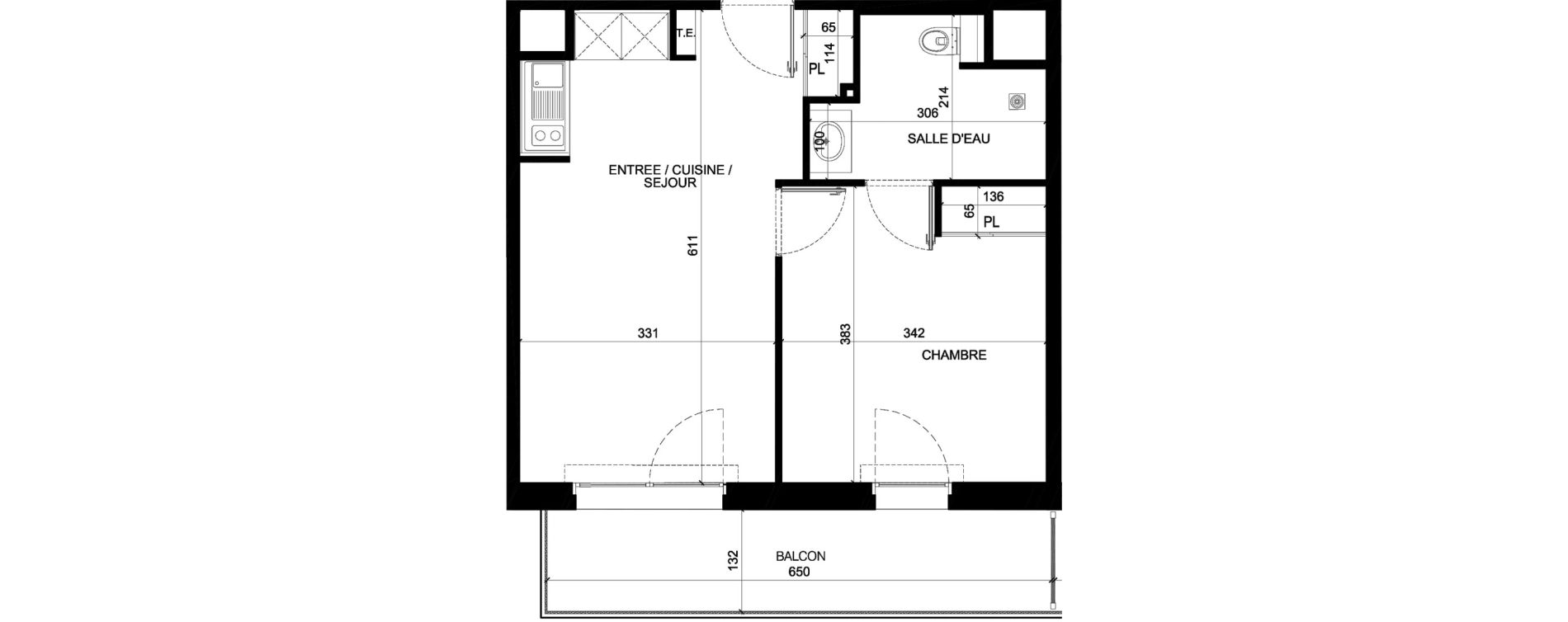 Appartement T2 de 39,38 m2 &agrave; Saint-Paul-L&egrave;s-Dax Centre