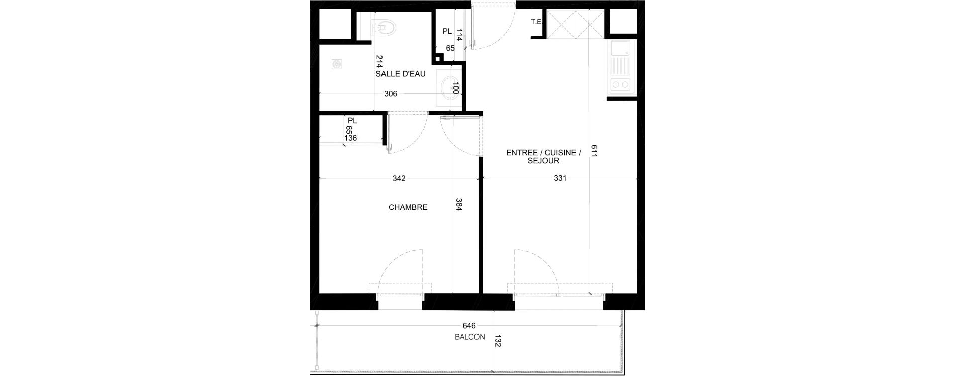 Appartement T2 de 39,45 m2 &agrave; Saint-Paul-L&egrave;s-Dax Centre