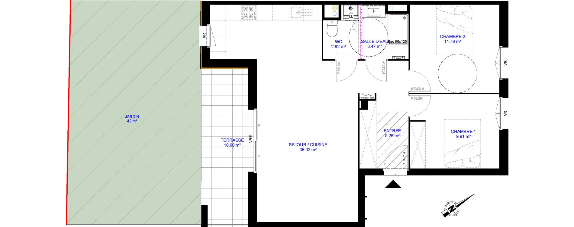 Appartement T3 de 69,04 m2 &agrave; Saint-Paul-L&egrave;s-Dax Centre