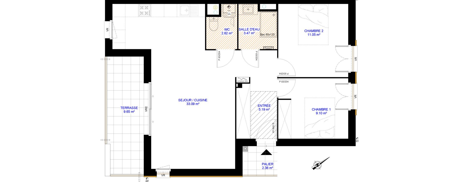 Appartement T3 de 64,52 m2 &agrave; Saint-Paul-L&egrave;s-Dax Centre