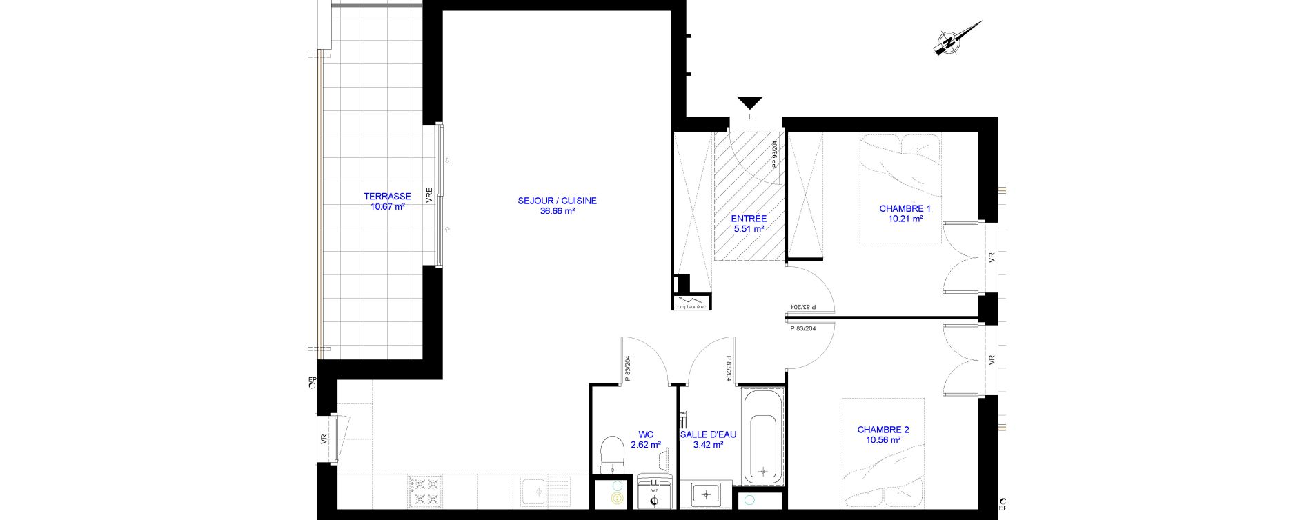 Appartement T3 de 68,98 m2 &agrave; Saint-Paul-L&egrave;s-Dax Centre