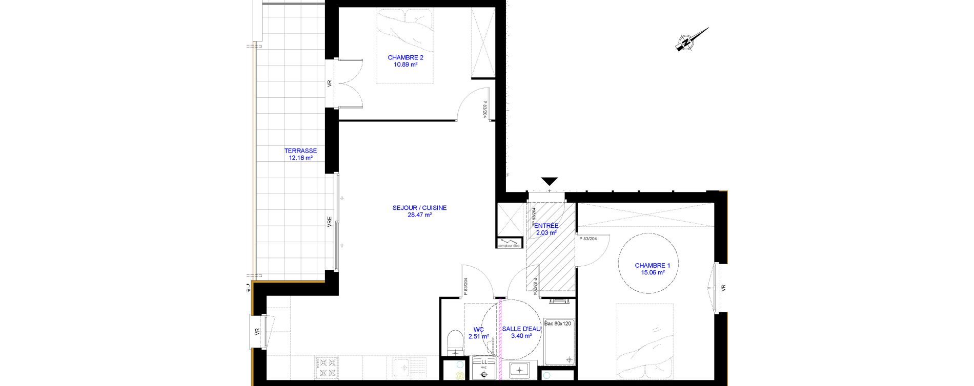 Appartement T3 de 62,36 m2 &agrave; Saint-Paul-L&egrave;s-Dax Centre
