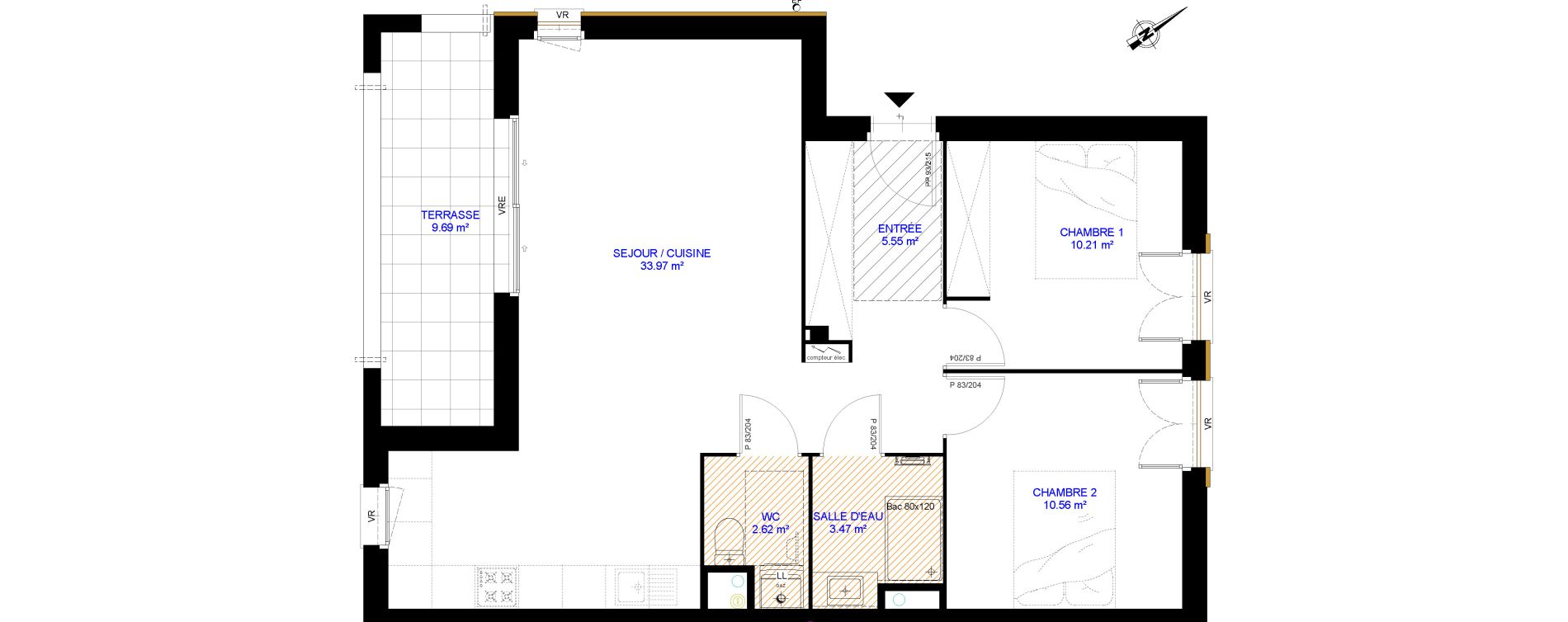Appartement T3 de 66,38 m2 &agrave; Saint-Paul-L&egrave;s-Dax Centre