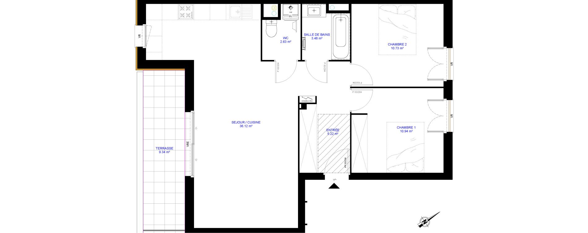 Appartement T3 de 69,12 m2 &agrave; Saint-Paul-L&egrave;s-Dax Centre