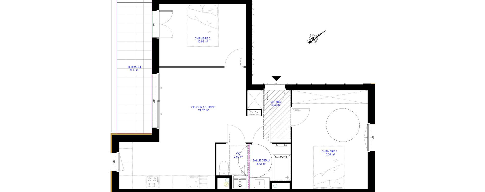 Appartement T3 de 58,52 m2 &agrave; Saint-Paul-L&egrave;s-Dax Centre