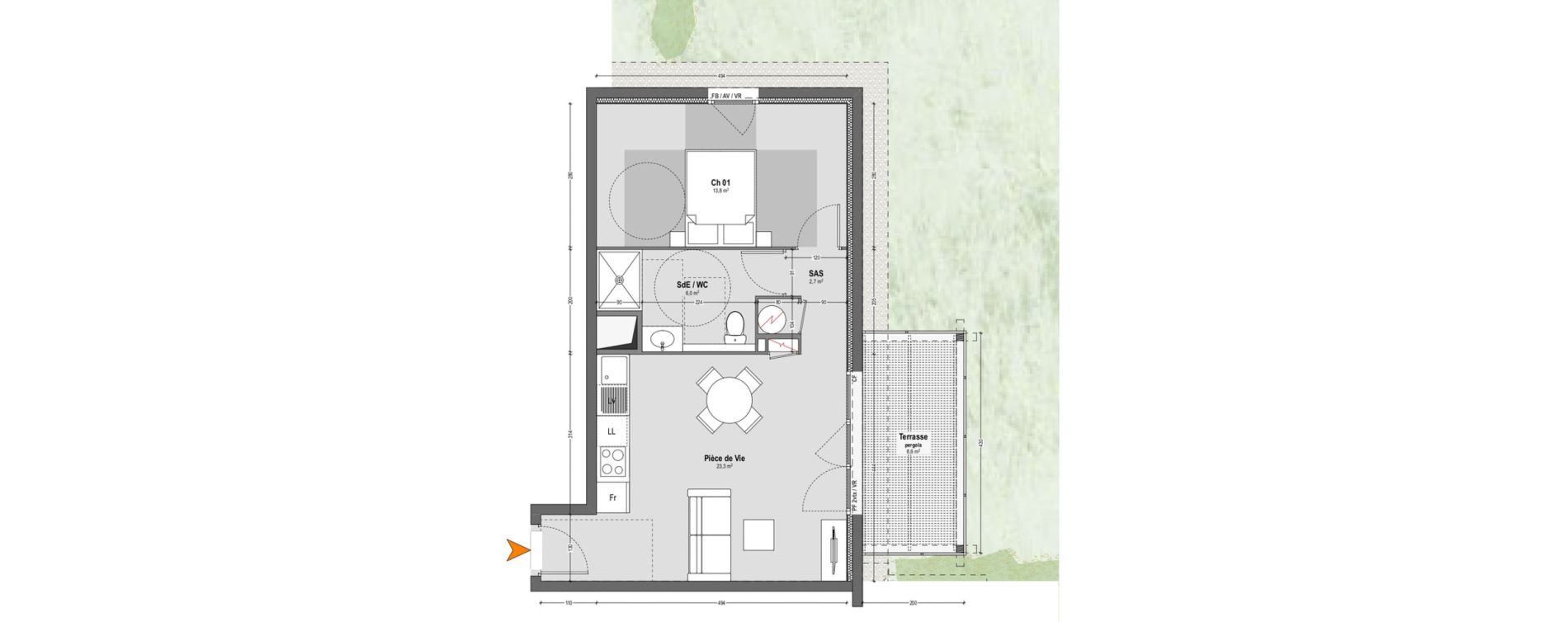 Appartement T2 de 45,80 m2 &agrave; Saint-Paul-L&egrave;s-Dax Hayet