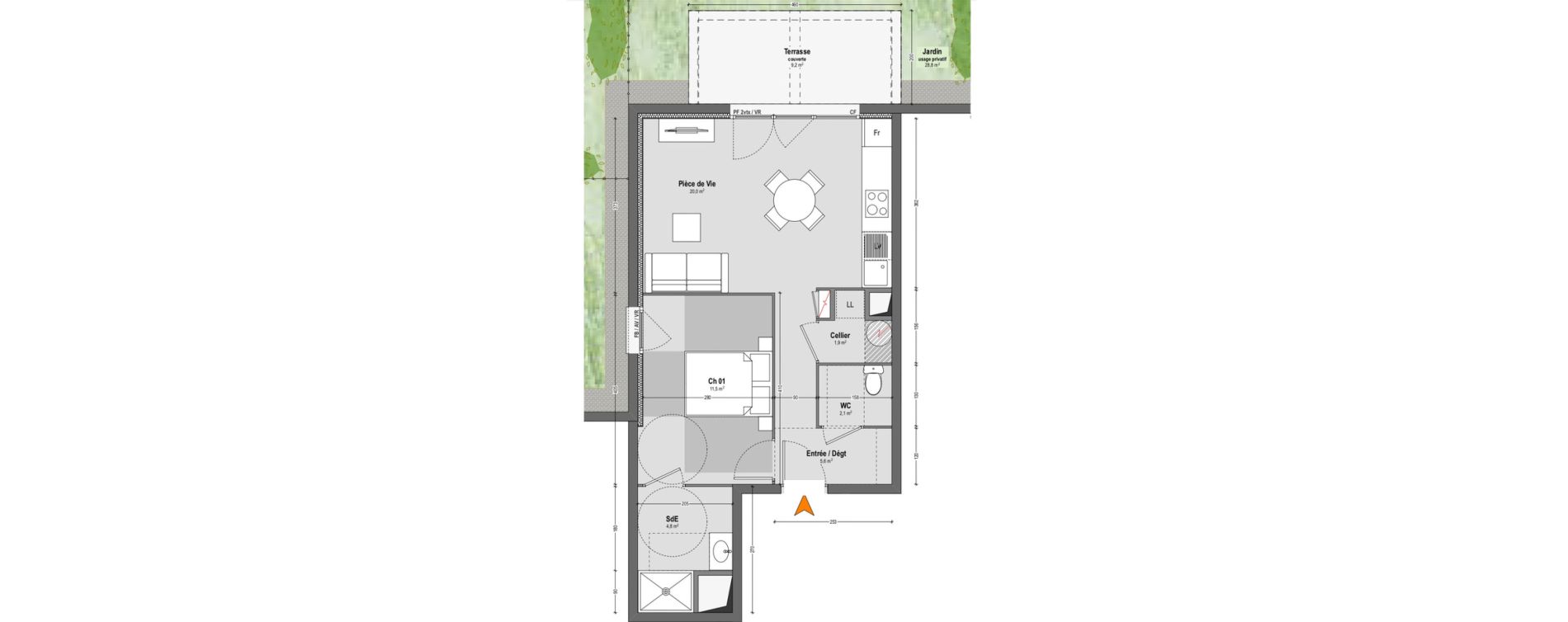 Appartement T2 de 45,90 m2 &agrave; Saint-Paul-L&egrave;s-Dax Hayet