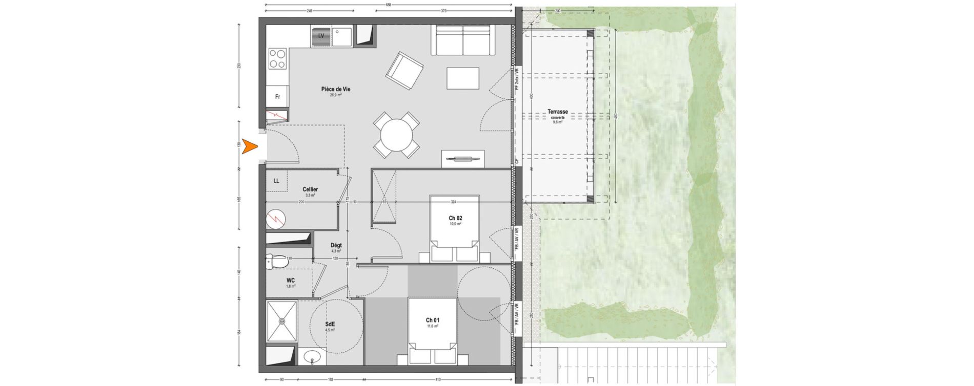 Appartement T3 de 62,40 m2 &agrave; Saint-Paul-L&egrave;s-Dax Hayet