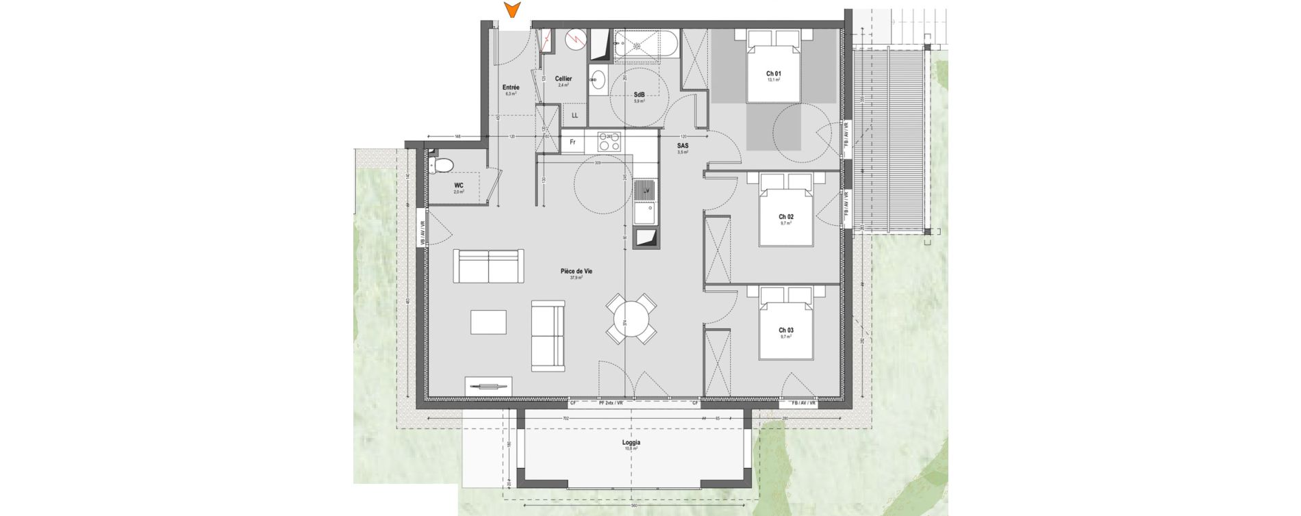 Appartement T4 de 90,50 m2 &agrave; Saint-Paul-L&egrave;s-Dax Hayet