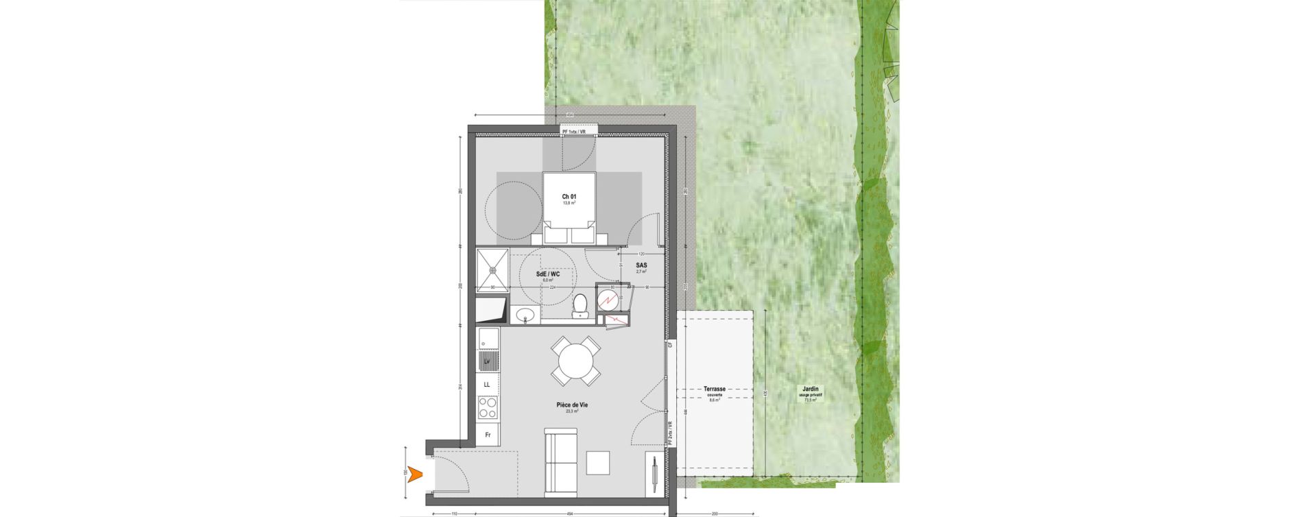 Appartement T2 de 45,80 m2 &agrave; Saint-Paul-L&egrave;s-Dax Hayet