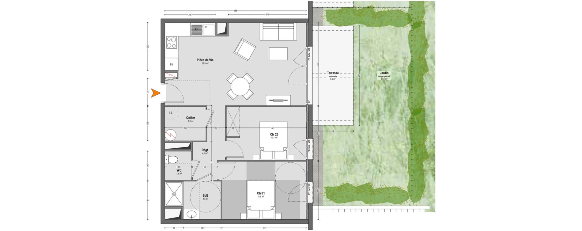 Appartement T3 de 62,40 m2 &agrave; Saint-Paul-L&egrave;s-Dax Hayet