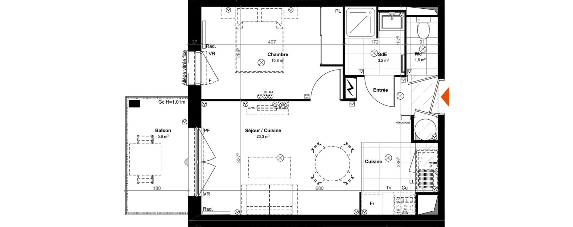 Appartement T2 de 38,80 m2 &agrave; Saint-Paul-L&egrave;s-Dax Centre