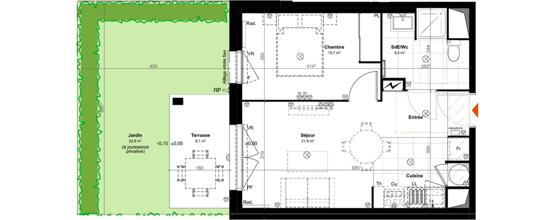 Appartement T2 de 37,90 m2 &agrave; Saint-Paul-L&egrave;s-Dax Centre