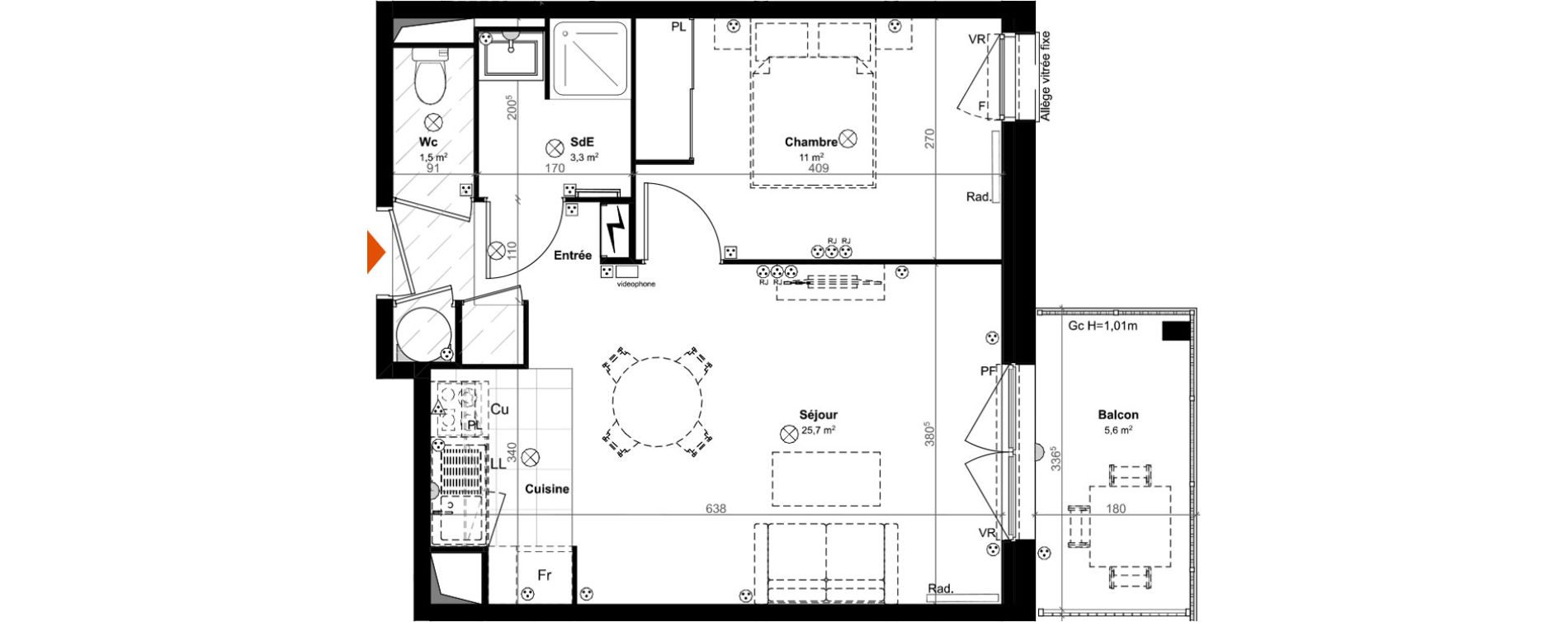 Appartement T2 de 41,50 m2 &agrave; Saint-Paul-L&egrave;s-Dax Centre