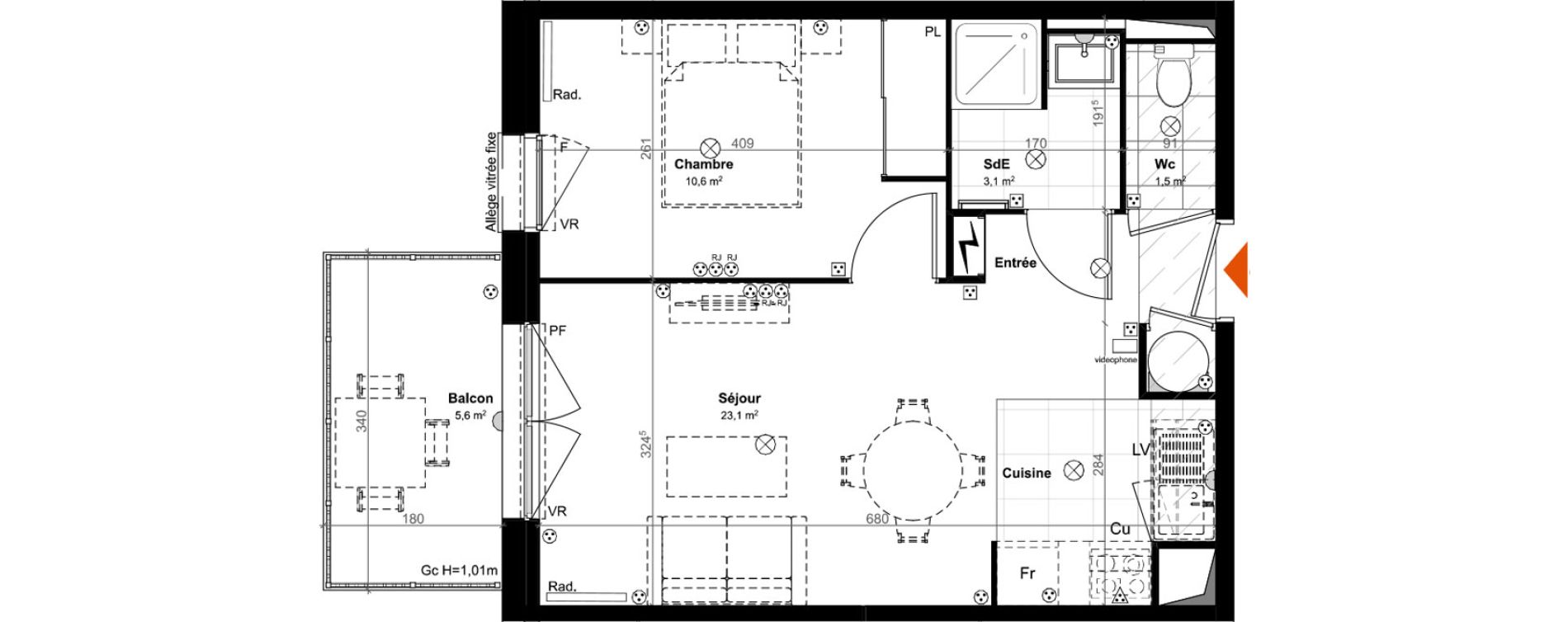 Appartement T2 de 38,30 m2 &agrave; Saint-Paul-L&egrave;s-Dax Centre