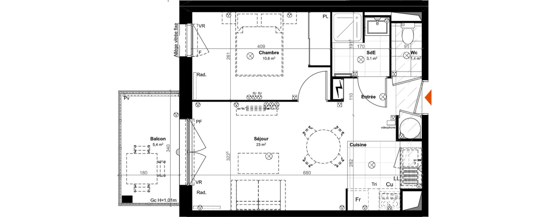 Appartement T2 de 38,10 m2 &agrave; Saint-Paul-L&egrave;s-Dax Centre