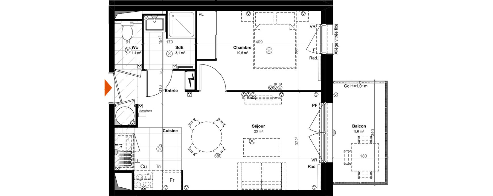 Appartement T2 de 38,10 m2 &agrave; Saint-Paul-L&egrave;s-Dax Centre