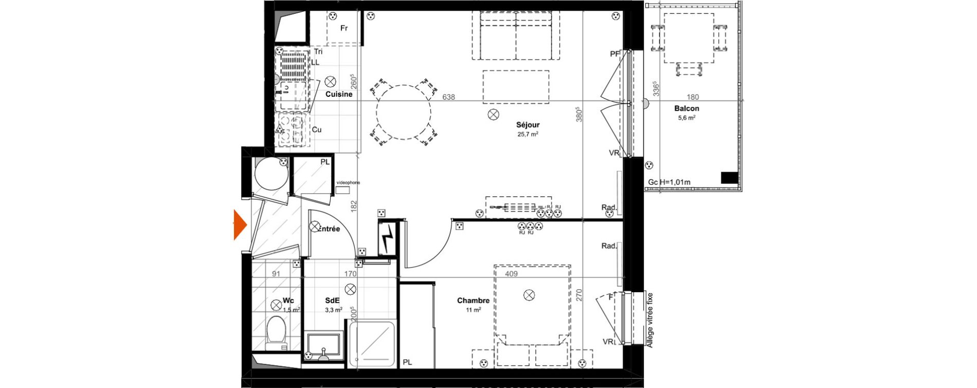 Appartement T2 de 41,50 m2 &agrave; Saint-Paul-L&egrave;s-Dax Centre