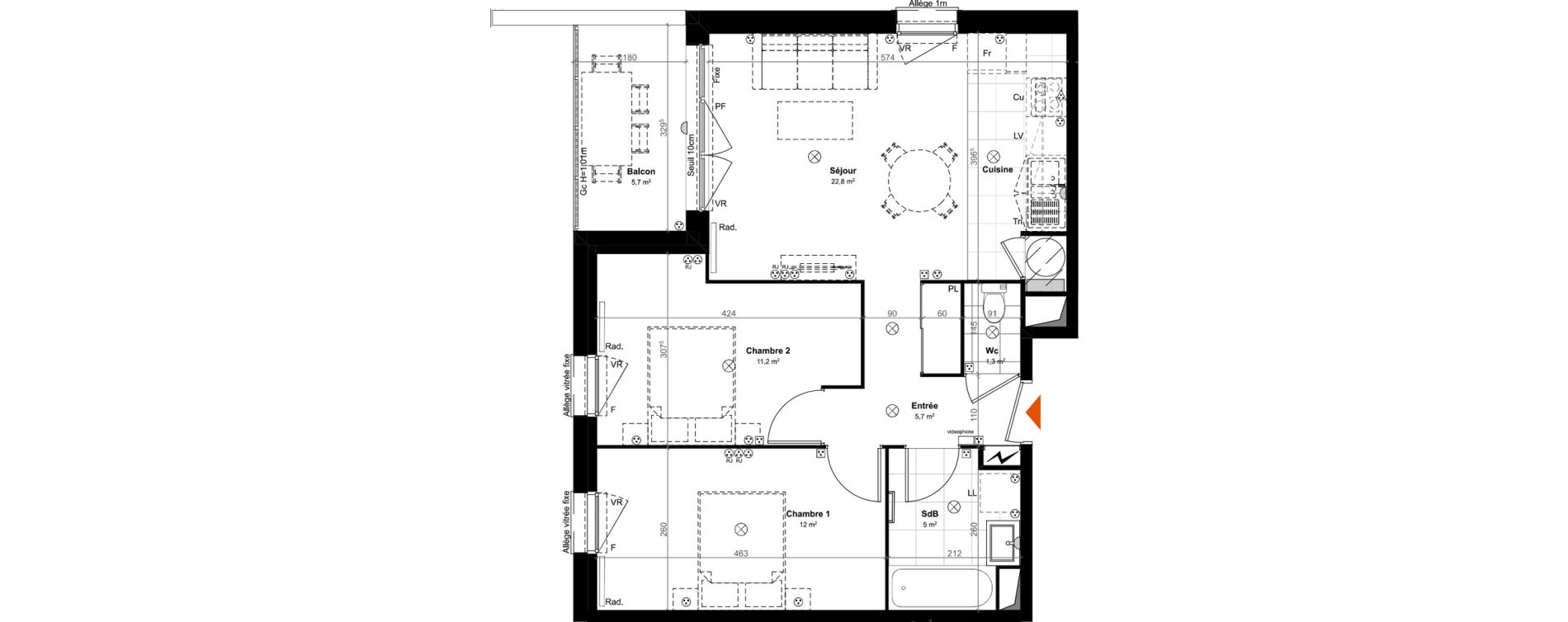 Appartement T3 de 58,00 m2 &agrave; Saint-Paul-L&egrave;s-Dax Centre