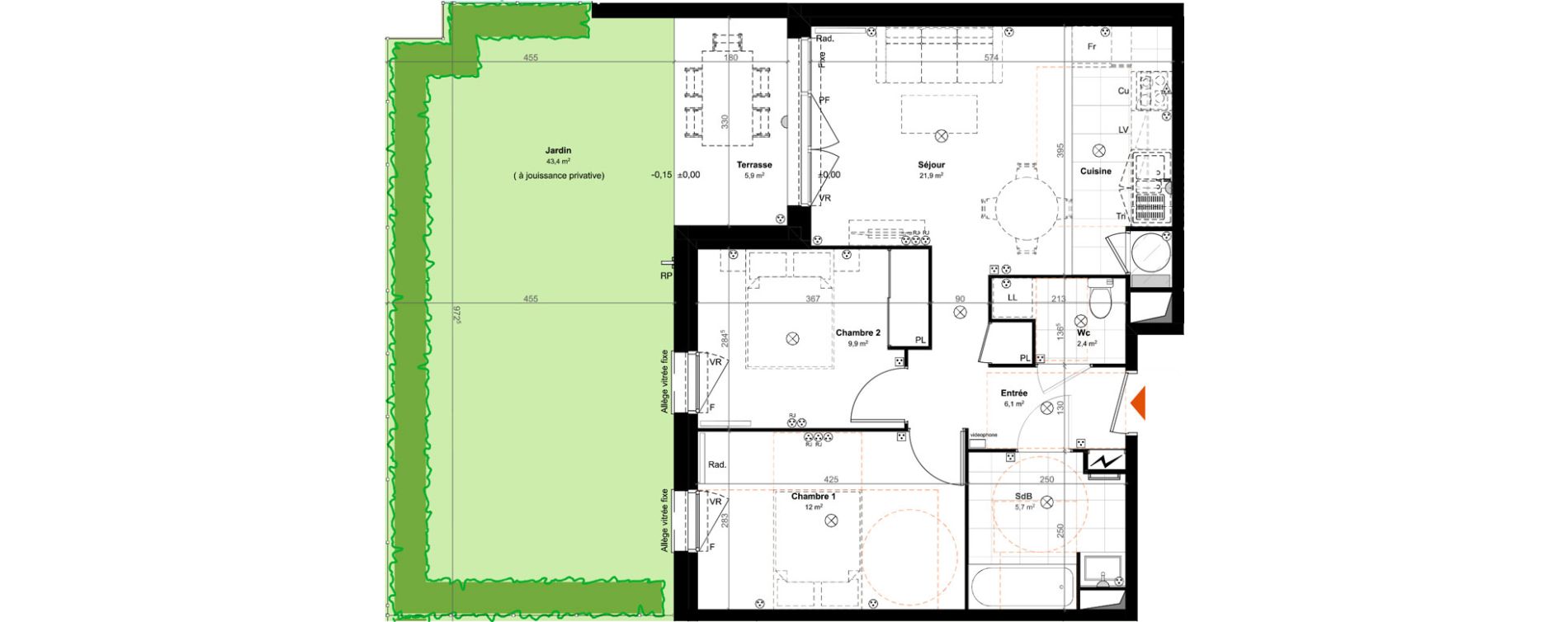 Appartement T3 de 58,00 m2 &agrave; Saint-Paul-L&egrave;s-Dax Centre