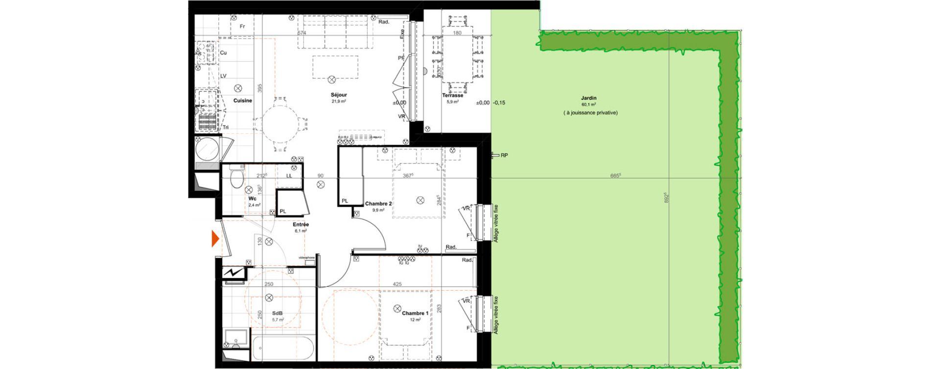 Appartement T3 de 58,00 m2 &agrave; Saint-Paul-L&egrave;s-Dax Centre