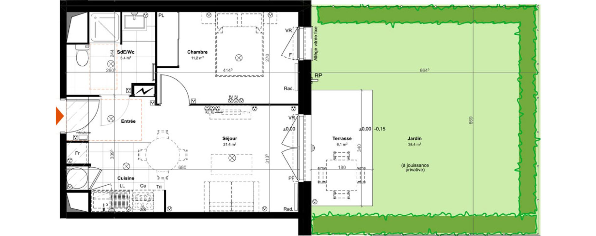 Appartement T2 de 38,00 m2 &agrave; Saint-Paul-L&egrave;s-Dax Centre