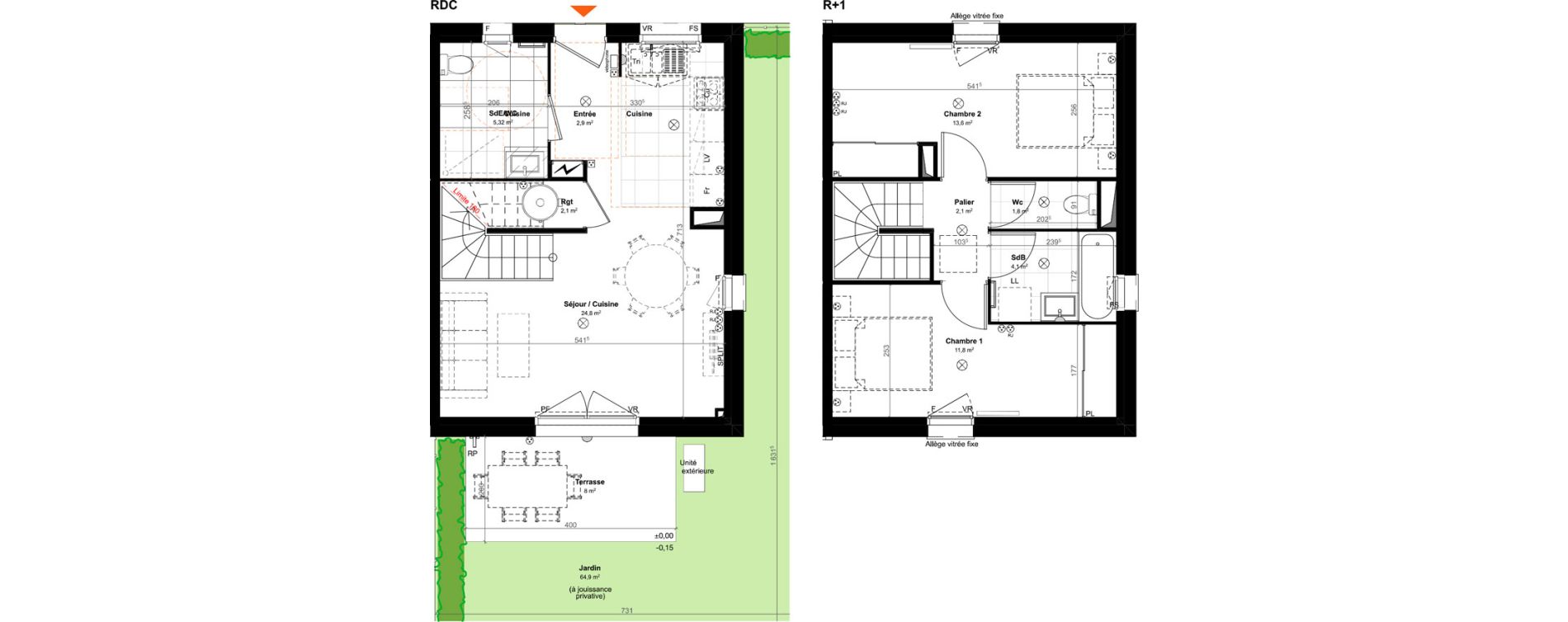 Maison T3 de 68,50 m2 &agrave; Saint-Paul-L&egrave;s-Dax Centre