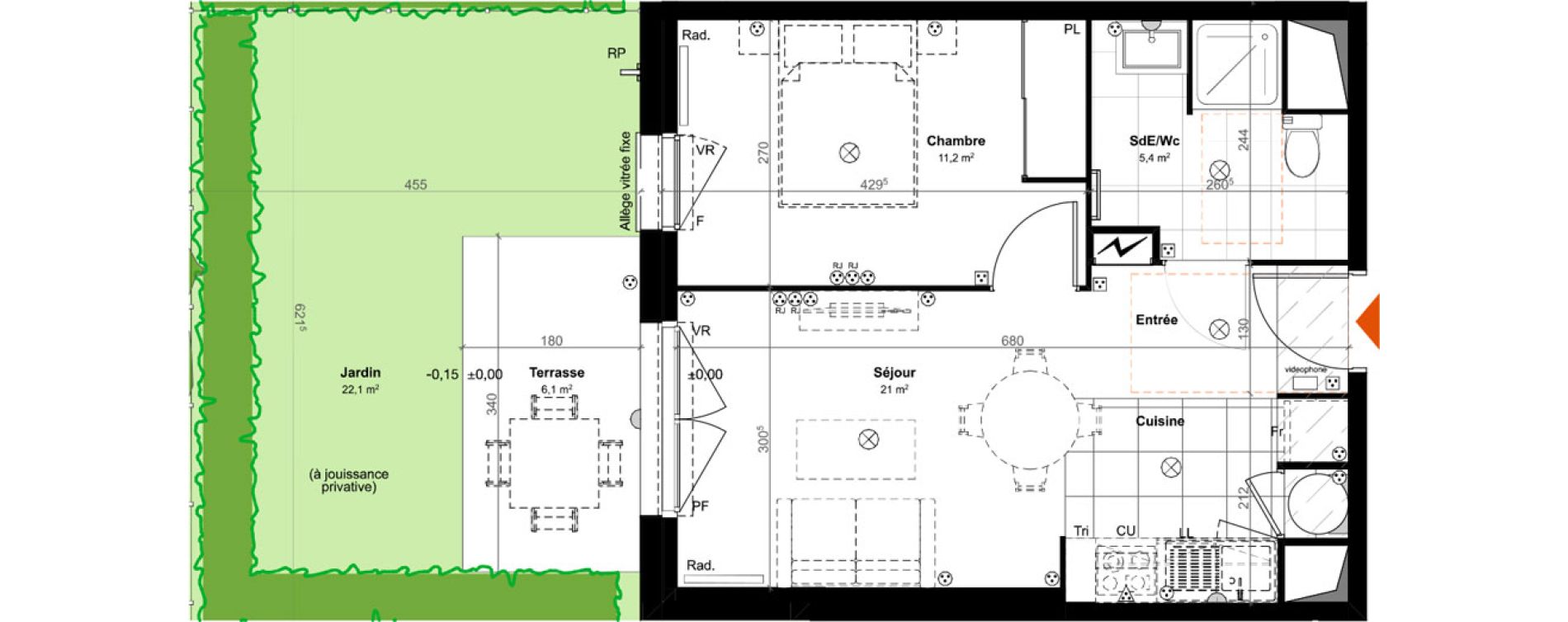 Appartement T2 de 37,60 m2 &agrave; Saint-Paul-L&egrave;s-Dax Centre