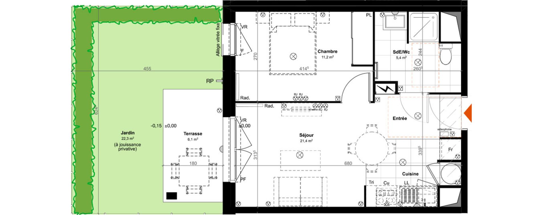 Appartement T2 de 38,00 m2 &agrave; Saint-Paul-L&egrave;s-Dax Centre