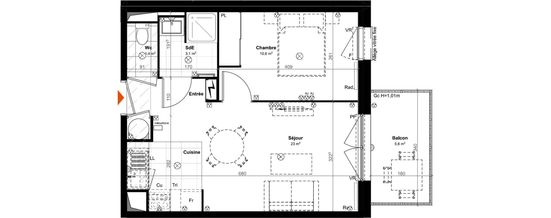 Appartement T2 de 38,10 m2 &agrave; Saint-Paul-L&egrave;s-Dax Centre