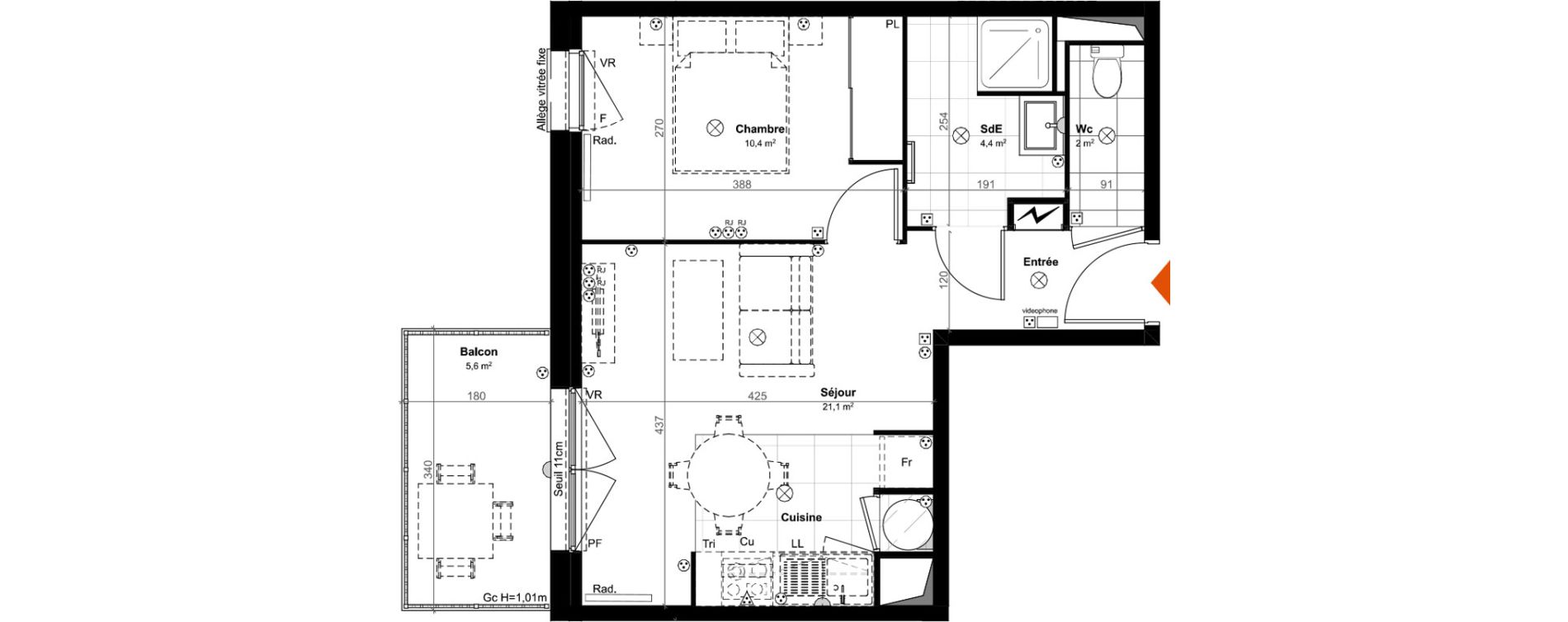 Appartement T2 de 37,90 m2 &agrave; Saint-Paul-L&egrave;s-Dax Centre