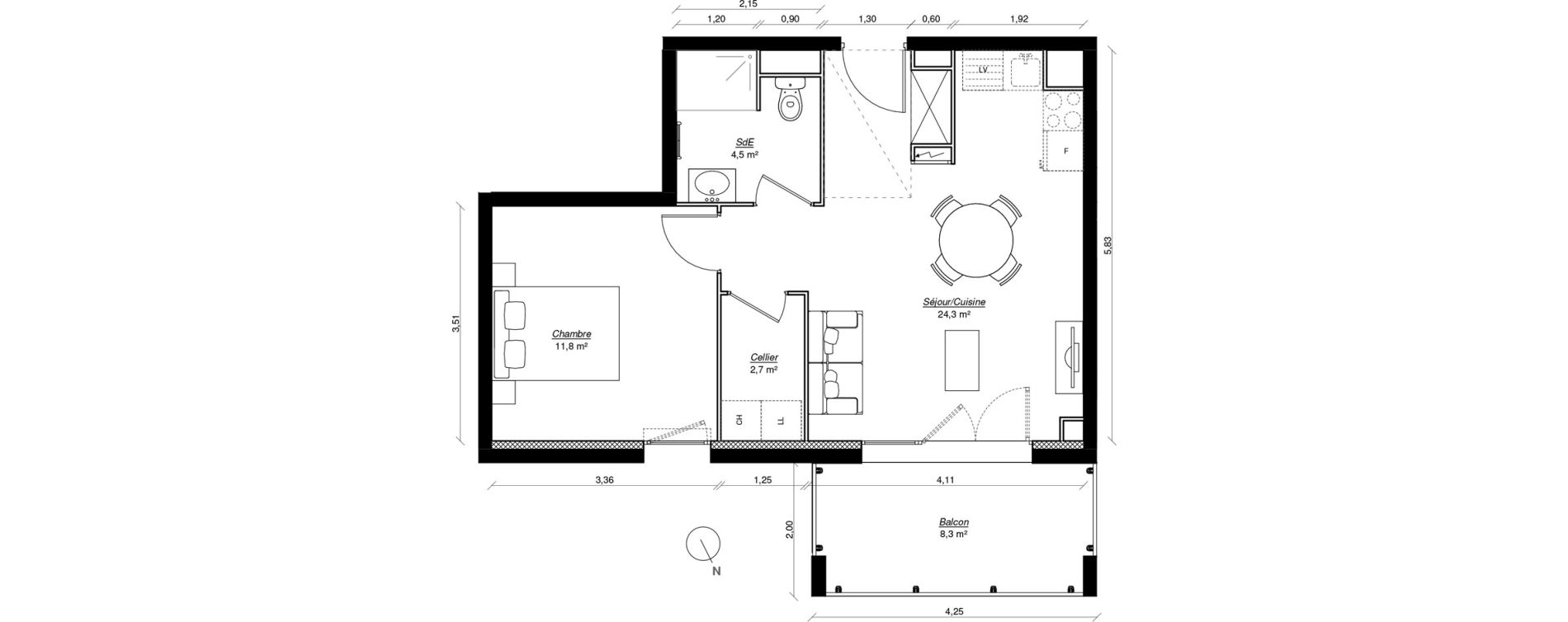 Appartement T2 de 43,30 m2 &agrave; Saint-Pierre-Du-Mont Biarnes