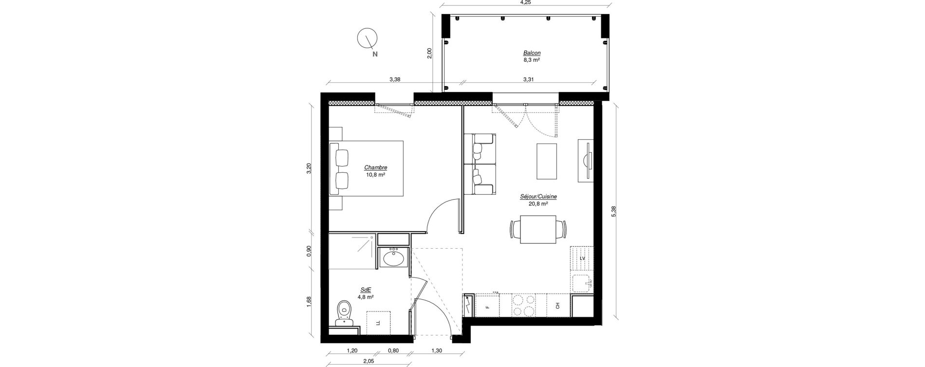Appartement T2 de 36,40 m2 &agrave; Saint-Pierre-Du-Mont Biarnes
