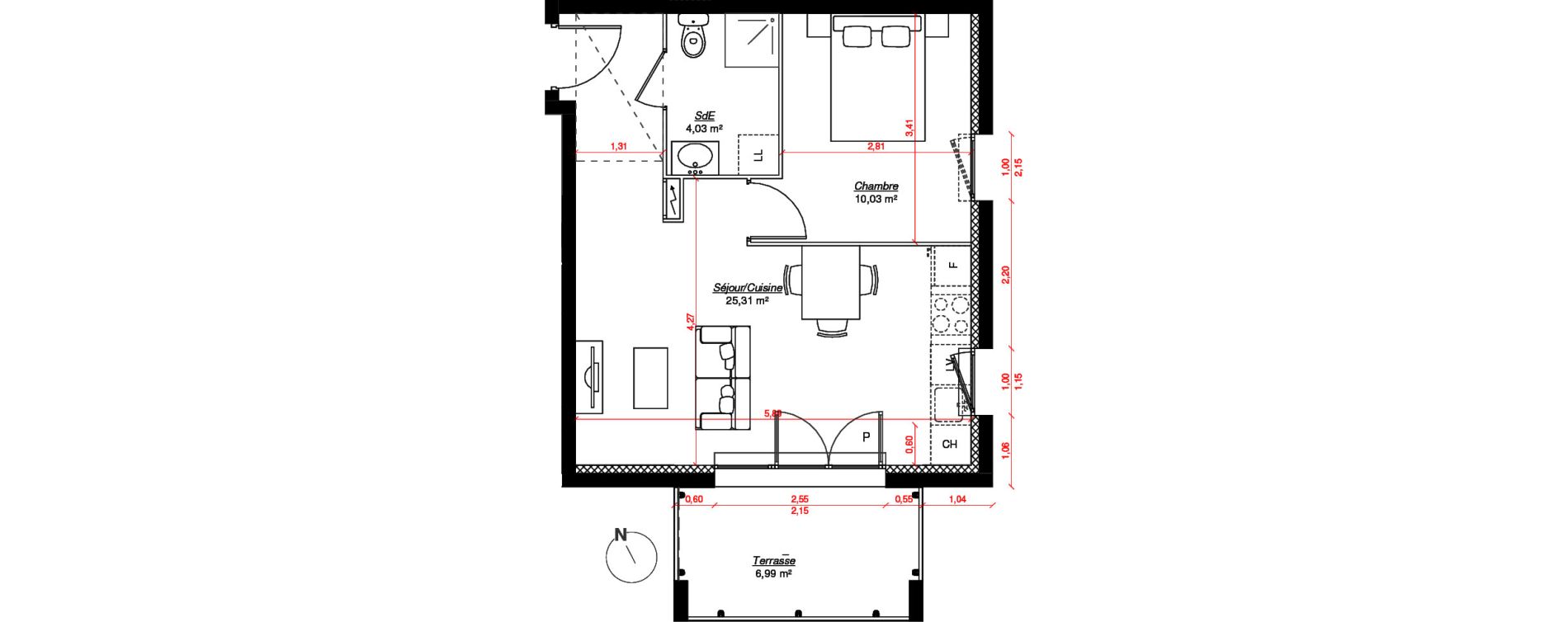Appartement T2 de 39,37 m2 &agrave; Saint-Pierre-Du-Mont Biarnes