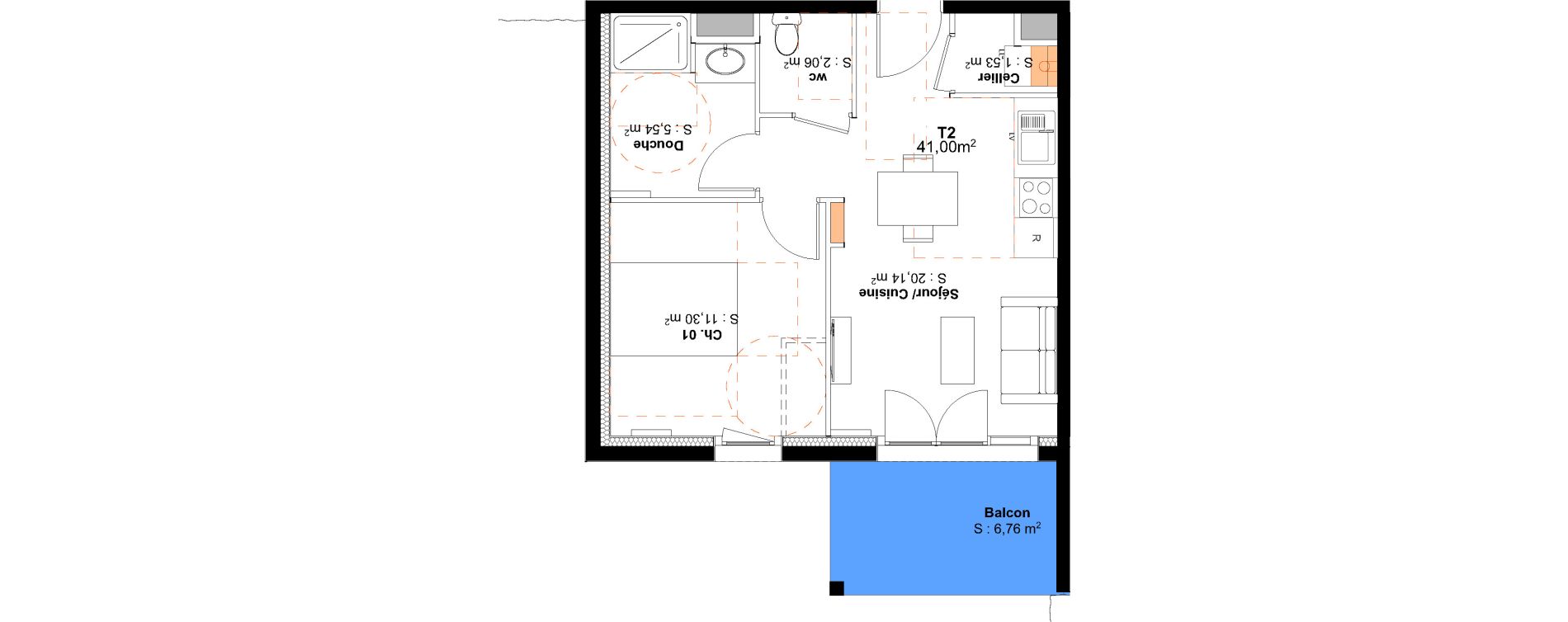 Appartement T2 de 41,00 m2 &agrave; Saint-Pierre-Du-Mont Centre