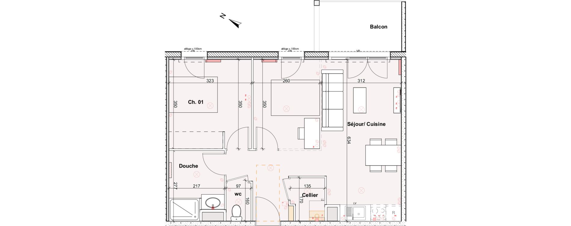 Appartement T3 de 55,57 m2 &agrave; Saint-Pierre-Du-Mont Centre