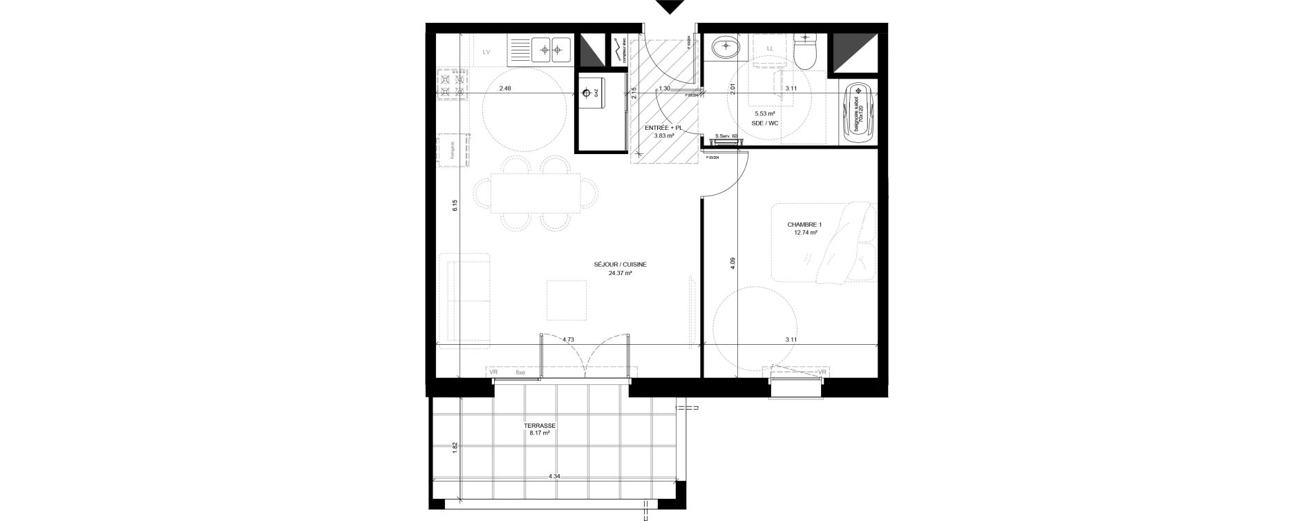 Appartement T2 de 46,47 m2 &agrave; Saint-Vincent-De-Tyrosse Centre