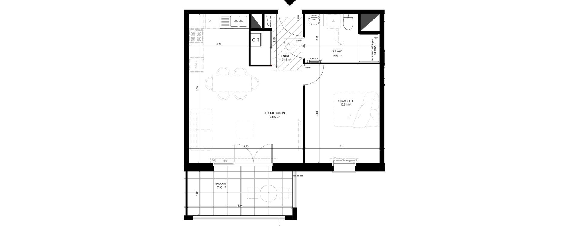 Appartement T2 de 46,47 m2 &agrave; Saint-Vincent-De-Tyrosse Centre