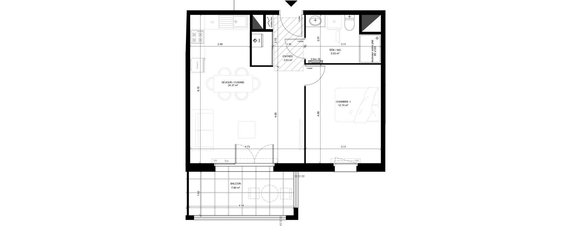 Appartement T2 de 46,47 m2 &agrave; Saint-Vincent-De-Tyrosse Centre