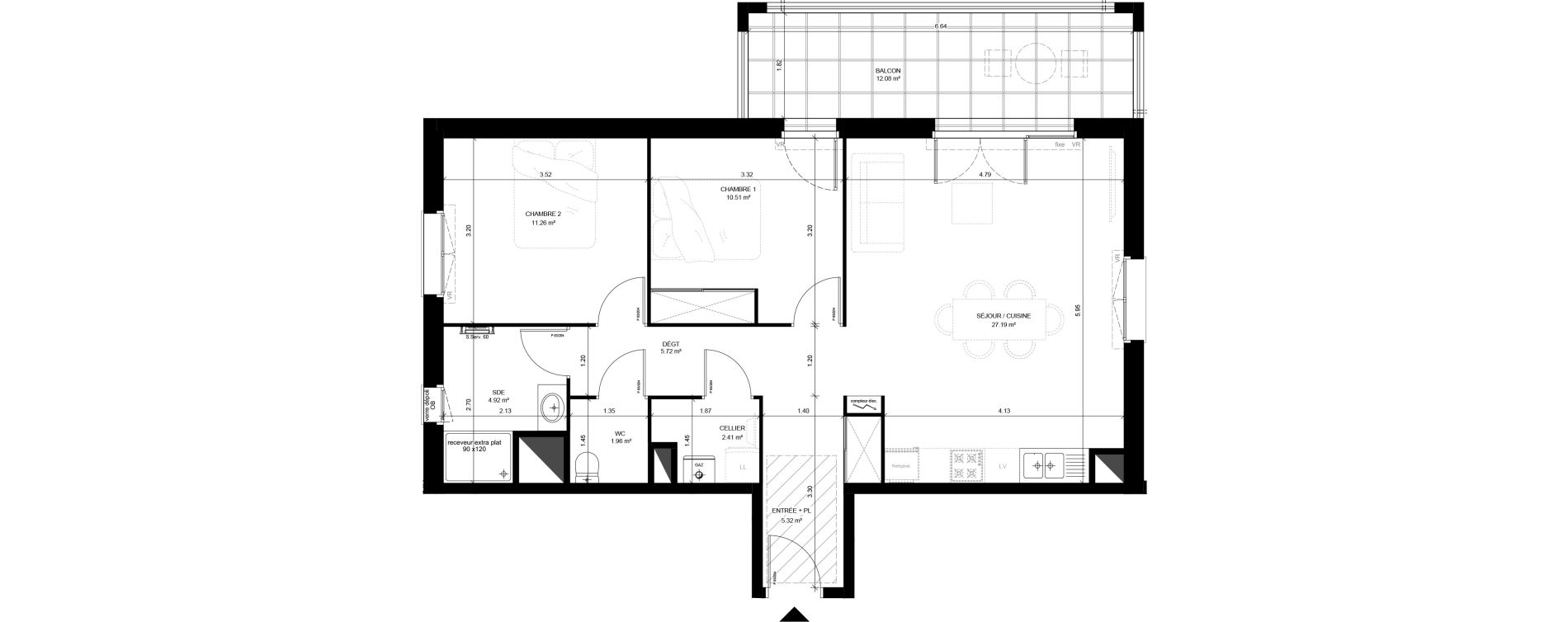 Appartement T3 de 69,29 m2 &agrave; Saint-Vincent-De-Tyrosse Centre